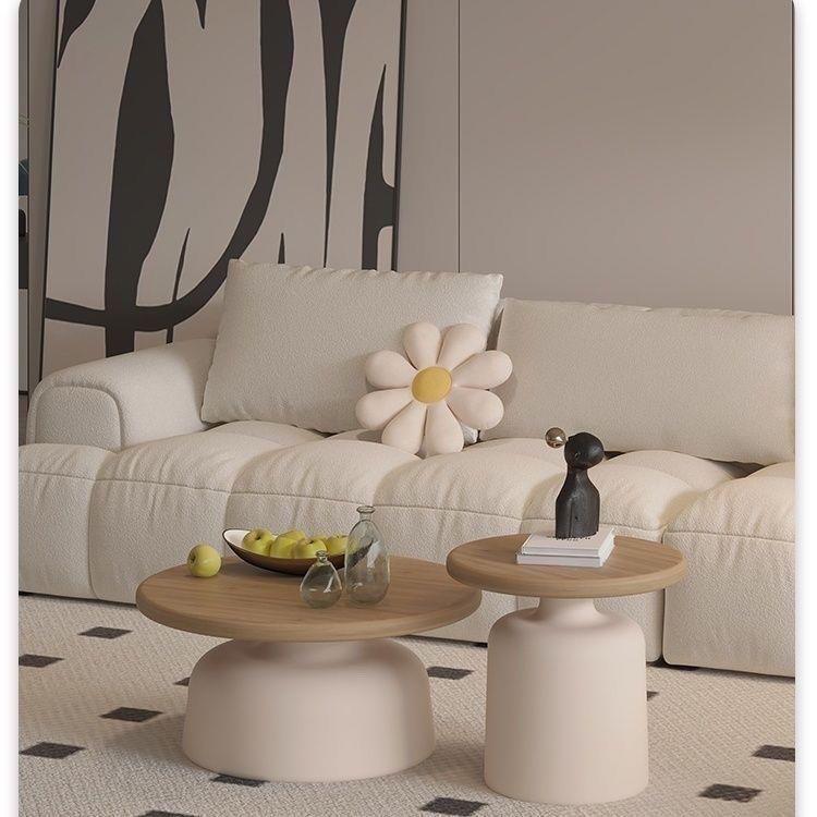 奶油风北欧公寓茶几客厅家用小户型简约民宿茶几马提尼圆形小茶几