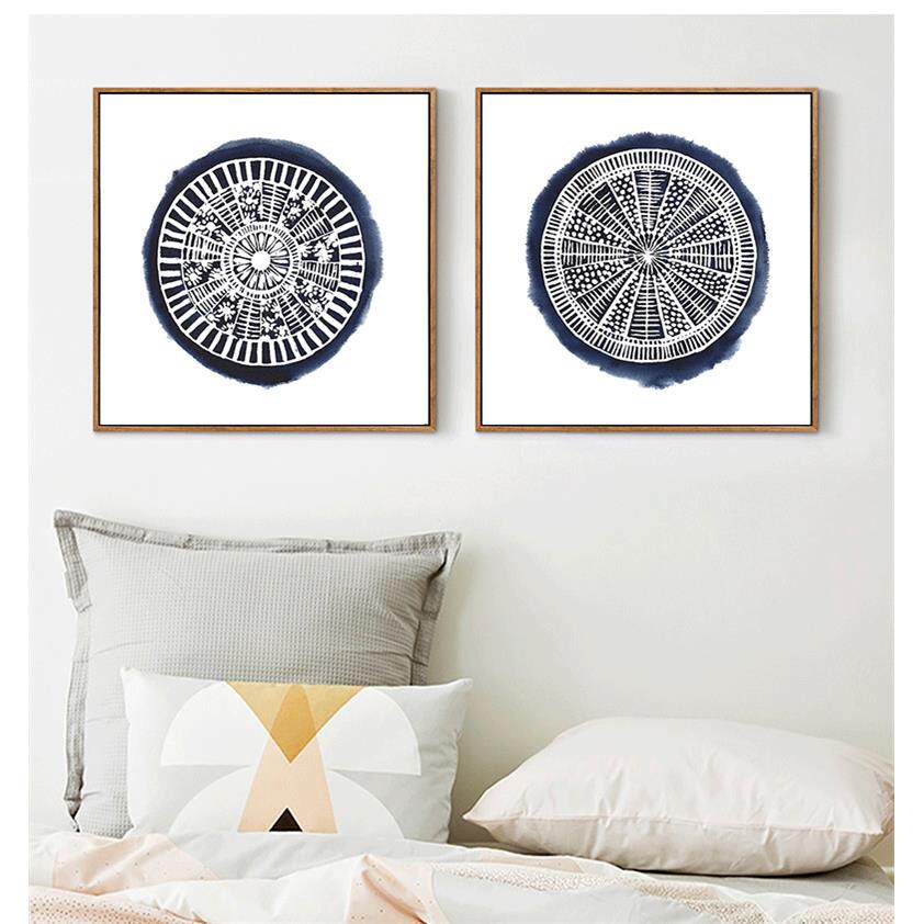 圣仕现代简约书房有框组合装饰画新中式园型图案客厅餐厅玄关挂画