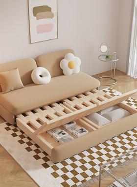 实木原木小户型卧室客厅风推拉两用多功能储物可折叠沙发床爆款可