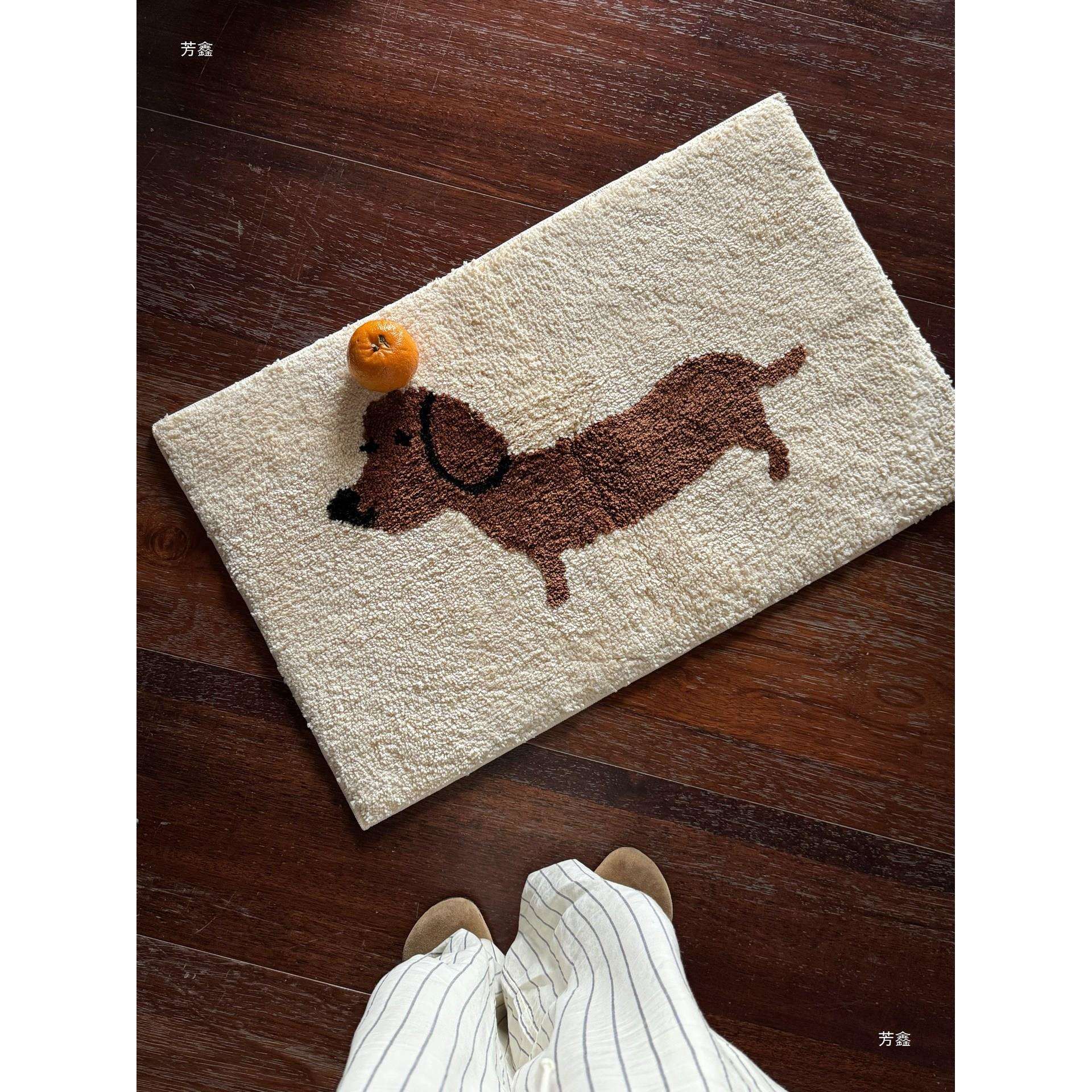 好运腊肠小狗韩式簇绒地垫入户地垫脚垫门垫吸水防滑机器织造客厅