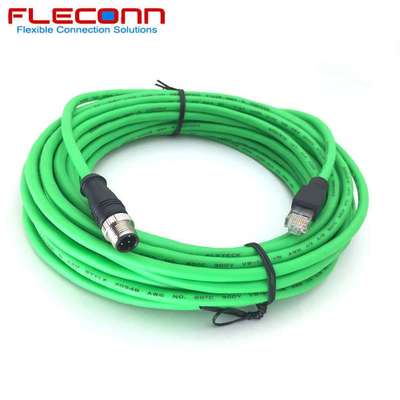 直销 4Pin 24AWG*2P S/FTP CAT6 M12 4芯D型公头转RJ45网线
