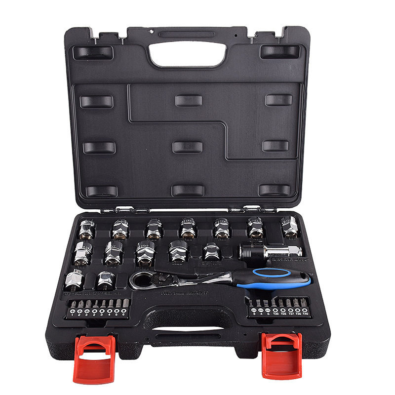 进口32pcs3/81/4棘轮扳手组合套装中空梅花英制套筒汽修工具