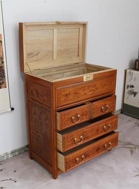 香樟木斗柜樟木箱子柜子榫卯结构储物柜实木家具防蛀中式雕花复古