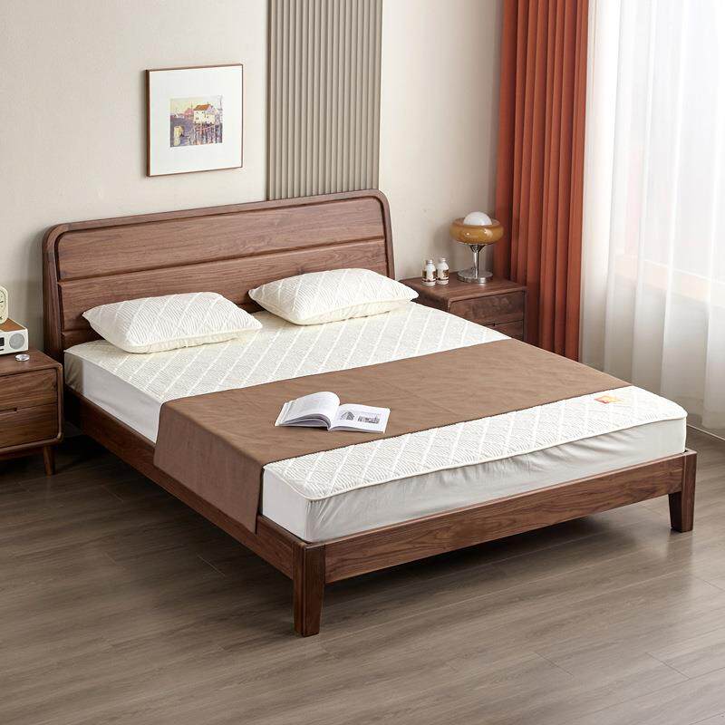 北美黑胡桃木1米5实木床现代简约1米8床双人床主卧齐边床小户型