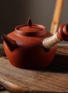 潮州红泥砂铫壶侧把潮汕朱泥壶围炉煮茶功夫炭炉电陶炉国潮风
