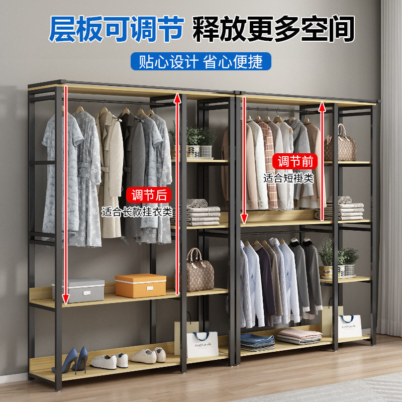 简易衣柜现代简约家用卧室铁艺布帘门衣架收纳柜出租房小户型衣橱