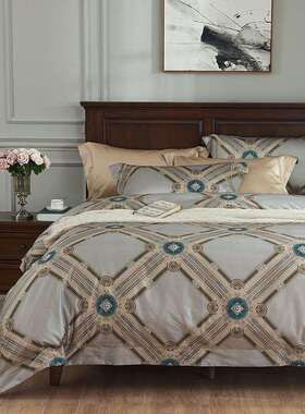 EU89金太阳欧式140s支匹马长绒棉四件套纯棉被套1.8m床上万百