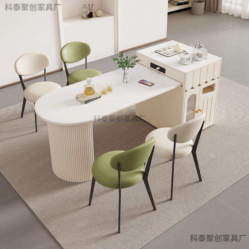 新款岛台岩板餐桌一体客厅现代简约吃饭桌子小户型家用可伸缩餐桌
