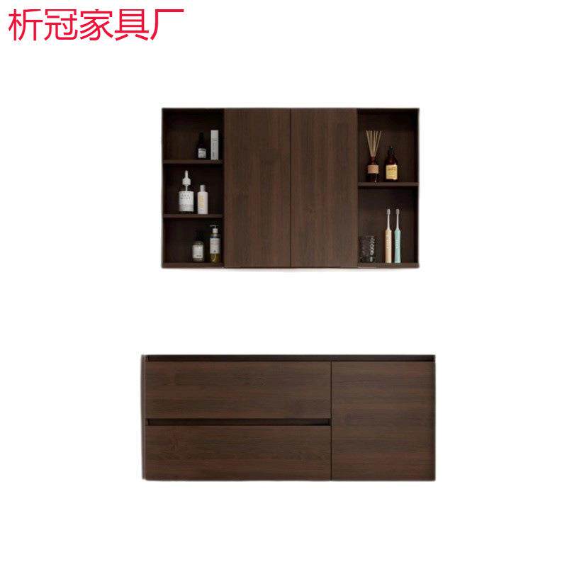 新中式古风陶瓷一体盆浴室柜扫地机器人折叠风水镜