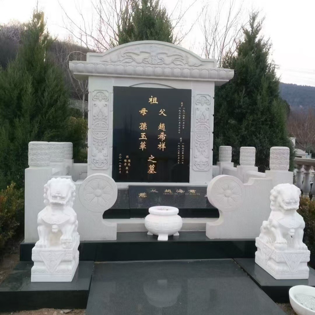 中国黑花岗岩刻字石雕墓碑