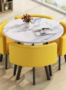 简约现代洽谈桌椅组合奶茶店一桌四椅会客休闲接待桌椅子外贸