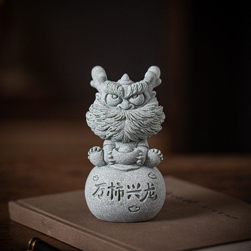 青砂石吉祥物万事兴隆茶宠摆件家居客厅办公茶桌面鱼缸盆栽装饰品