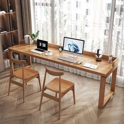 JGP1实木双人书桌靠墙长条桌家用简约现代学生写字桌学习桌公桌款