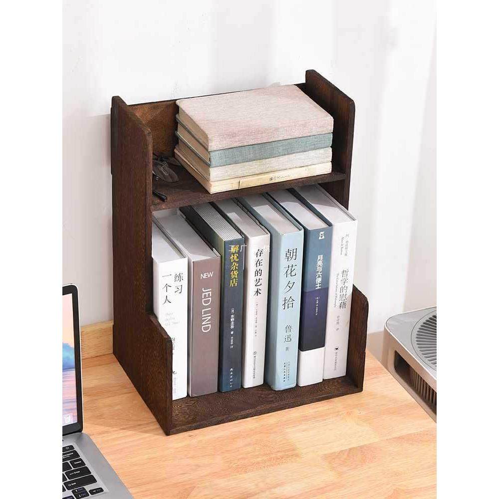 ft实木桌面书架小型储物阶梯书柜摆放学生书桌收纳架置物架办公书