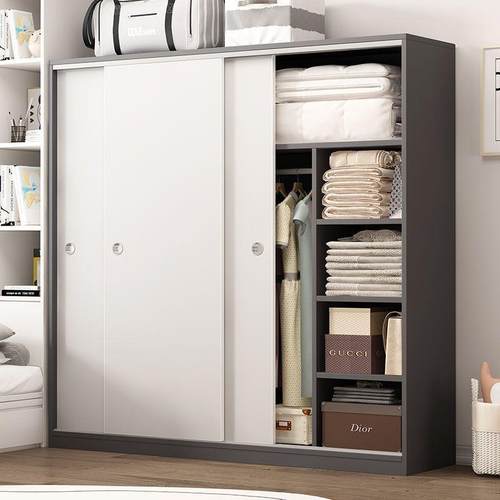 衣柜家用卧室现代简约推拉门宿舍出租房用经济型成人儿童柜