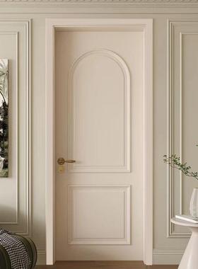 法式复古实木门烤漆卧室房间门室内平开门隔音拱形扣线木门家用门