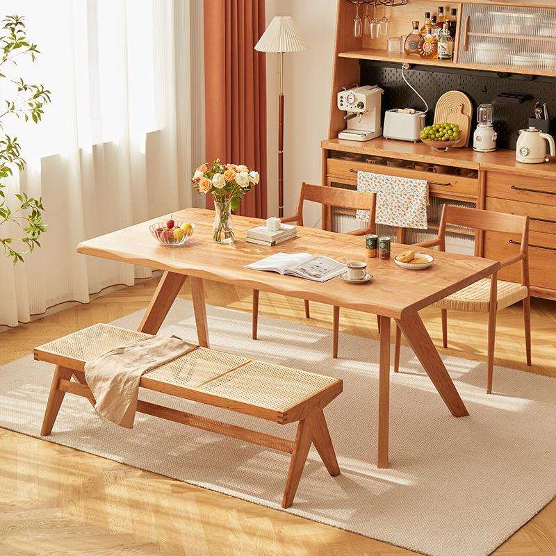 北欧实木餐桌超厚大长桌樱桃木家具工作台大板桌办公桌