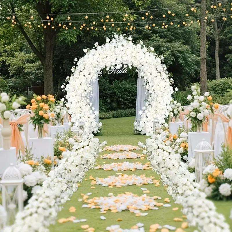 1件白色花卉拱门装饰-丰盛的人造玫瑰藤用于婚礼、订婚、户外和