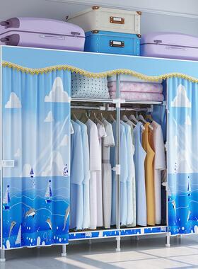 简易衣柜钢管布衣柜加粗加固收纳架组装衣橱单双人加厚非实木柜子