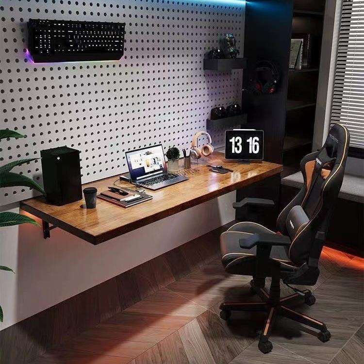 J^墙上折叠桌壁挂式简易吧台桌实木书桌餐桌悬挂墙壁电脑桌小户型