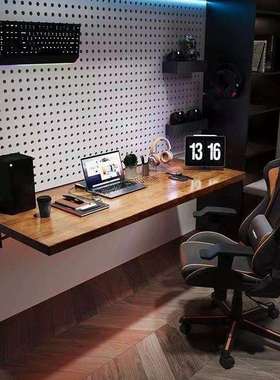 J^墙上折叠桌壁挂式简易吧台桌实木书桌餐桌悬挂墙壁电脑桌小户型