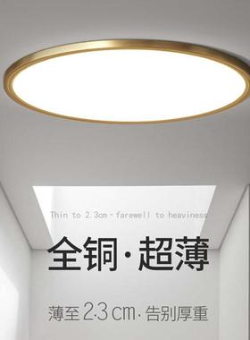 2025新款超薄全铜吸顶灯led超亮防蚊虫防潮三色遥控阳台卧室灯具