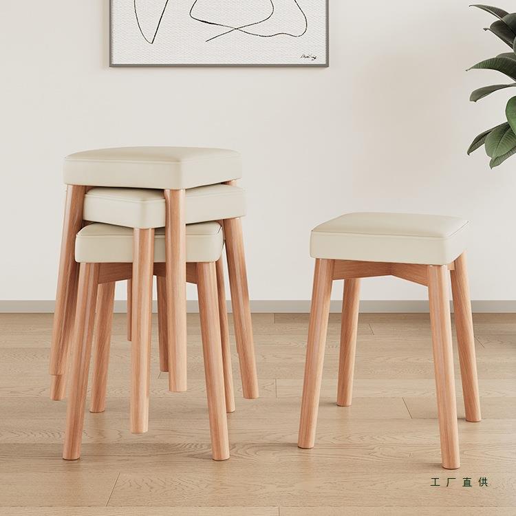 实木凳子家用餐凳原木备用餐椅餐厅可叠放椅子简约卧室梳妆化妆凳