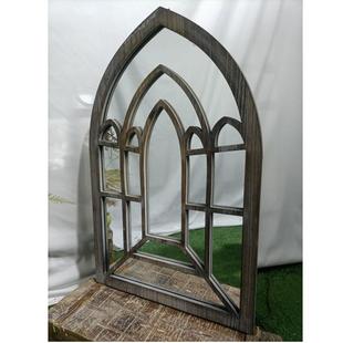 外贸原单法式乡村复古实木壁挂装饰镜名宿别墅花店庭院墙壁装饰镜