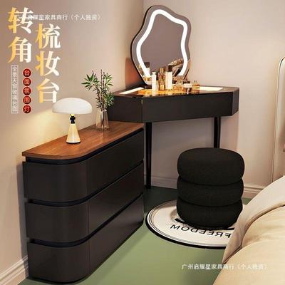 2025新款实木小户型转角梳妆台三角斗柜一体家用卧室墙角化妆桌床