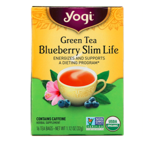 现货美国yogitea蓝莓消食绿茶健康代谢茶代谢慢瑜伽花茶slim茶包