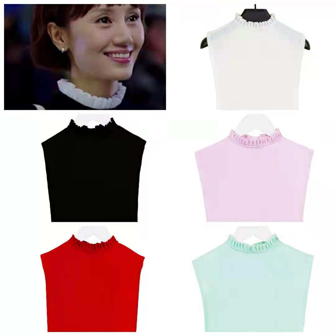 FALSE COLLAR WOMENS SWEATER DECORATED RUFFLES STANDING COLLAR HALF-LENGTH DOLL COLLAR FOUR-SEASON BASE ROUND NECK COTTON SHIRT COLLAR