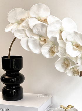 白色蝴蝶兰仿真花摆设假花高级感年宵花玄关摆件仿生花艺装饰品