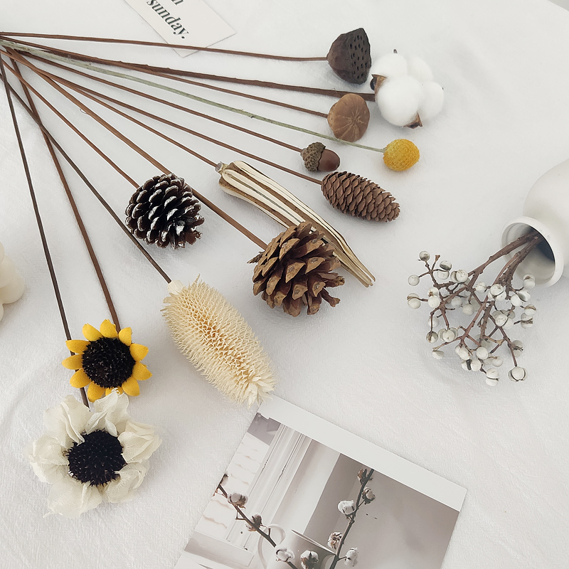 ins北欧干花真花混合木棉花装饰