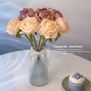 玫瑰仿真假花摆设客厅餐桌房间卧室桌面装 饰花艺摆件永生干花花束