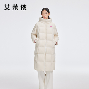 外套女款 连帽简约气质休闲长款 时尚 艾莱依连帽泡芙羽绒服商场同款