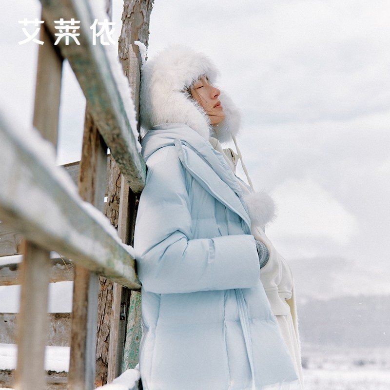 艾莱依致感收腰鹅绒羽绒服新款时尚松弛感连帽腰带西装领外套保暖,女装/女士精品,羽绒服,淘宝优惠券,粉丝福利购,淘宝优惠卷