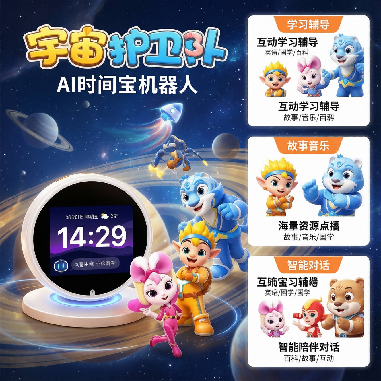 AI英语陪练小学生作息智能闹钟