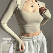 带胸垫运动长袖 女高级感紧身瑜伽服春秋普拉提训练显瘦跑步健身衣