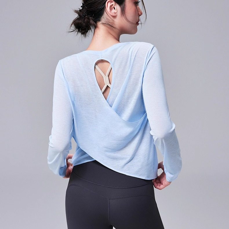 镂空美背瑜伽服罩衫女长袖运动上衣跑步训练宽松速干透气健身服秋,运动/瑜伽/健身/球迷用品,瑜伽t恤,淘宝优惠券,粉丝福利购,淘宝优惠卷
