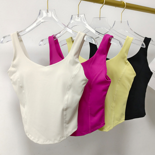运动内衣女聚拢收副乳无袖 固定杯健身文胸瑜伽上衣工字背心外穿