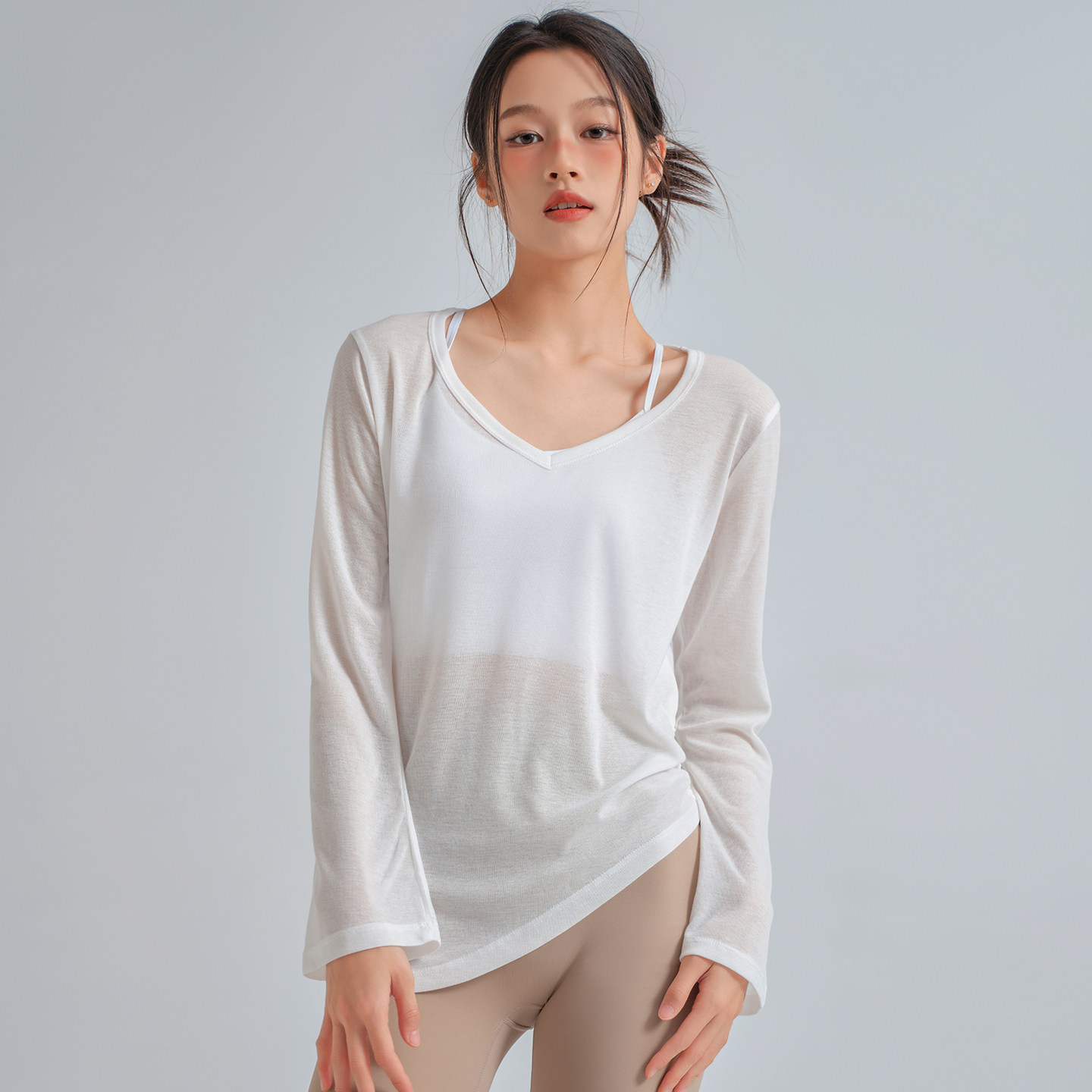 抽绳设计感罩衫运动上衣轻薄瑜伽服透气宽松显瘦短袖T恤健身服女,运动服/休闲服装,运动T恤,淘宝优惠券,粉丝福利购,淘宝优惠卷