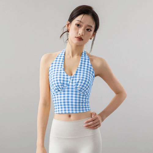 波点普拉提服修身瑜伽性感挂脖