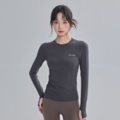 速干圆领瑜伽服T恤修身 显瘦透气运动上衣弹力普拉提跑步健身长袖