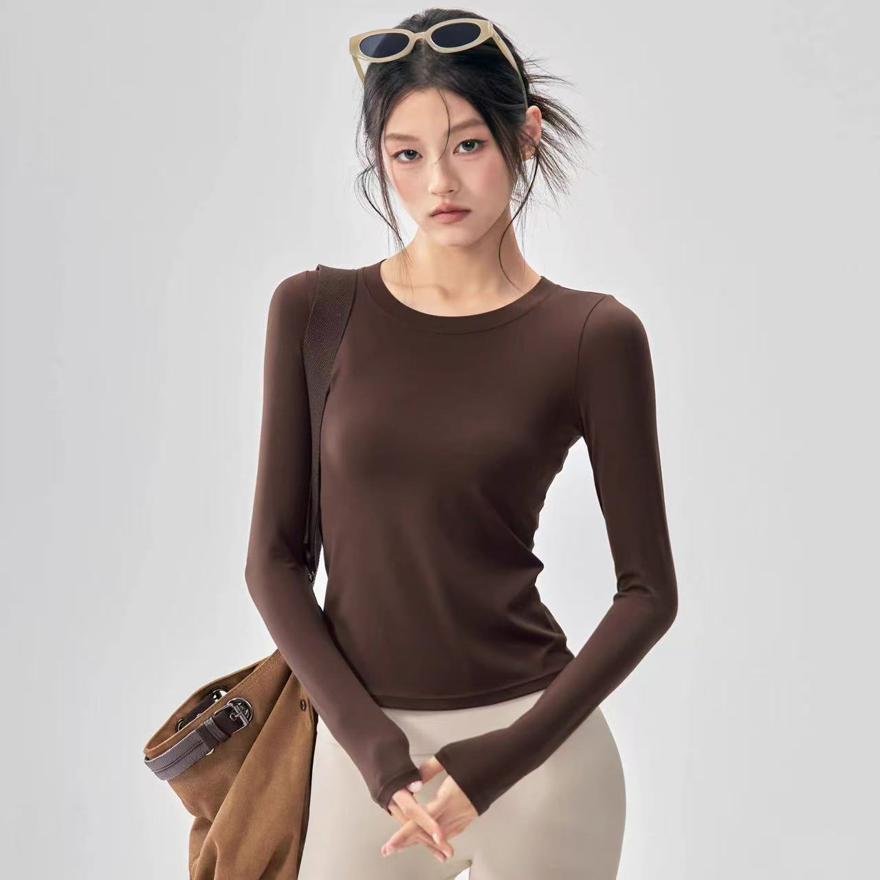 瑜伽长袖女弹力修身健身衣