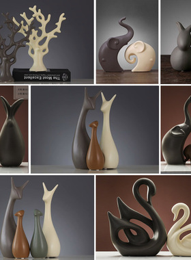 电视柜书桌黑白天鹅装饰品装饰品