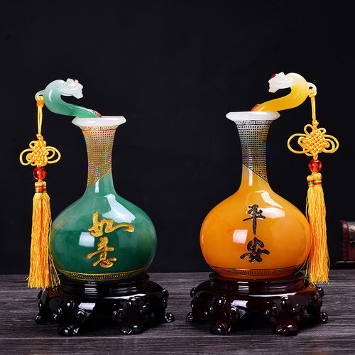 如意树脂工艺品平安花瓶中式摆件