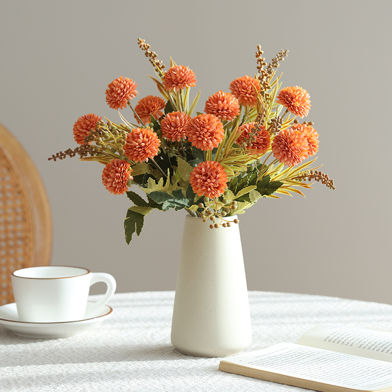 秋色球菊假花束居家桌面装饰摆件