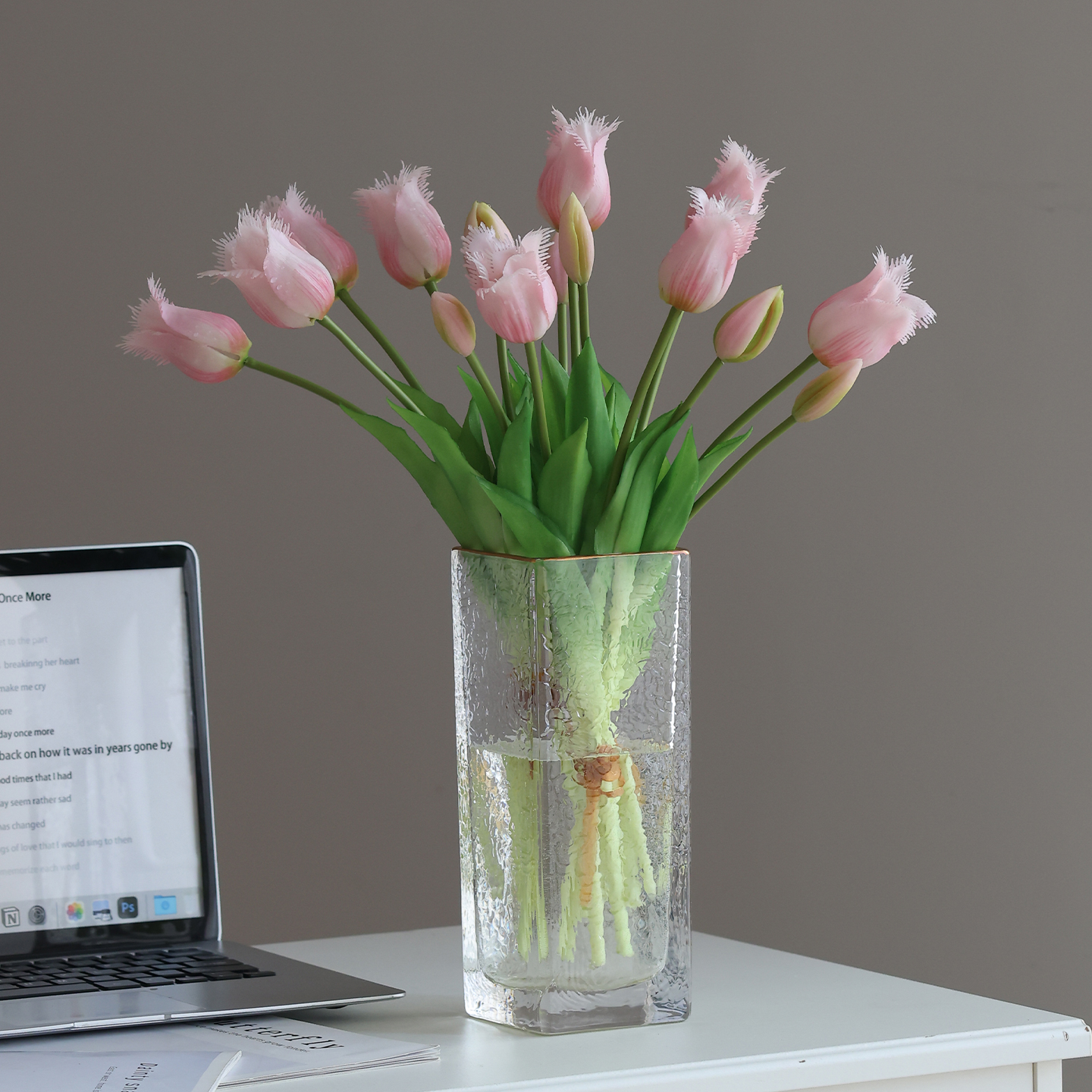 高级感逼真郁金香仿真花束摆件