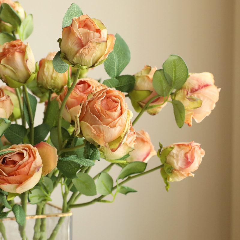 泰环美式复古牡丹客厅餐桌仿真花