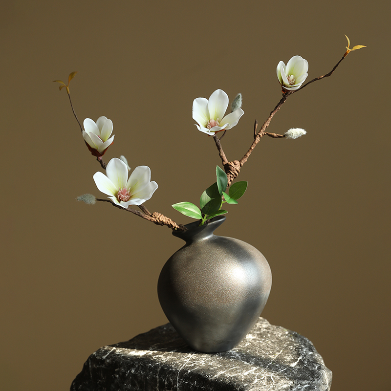 日式禅意玉兰花仿真花玄关装饰品